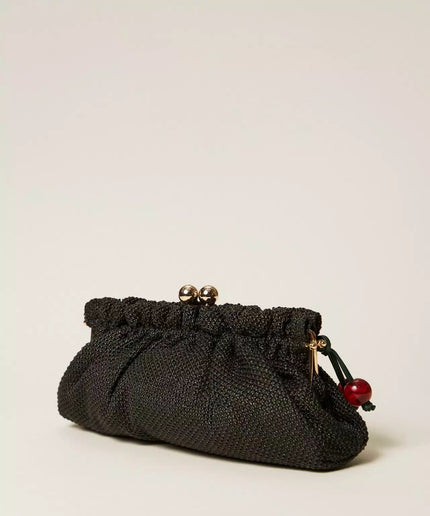 Borsa clutch in rafia con charm - Piedi Folli