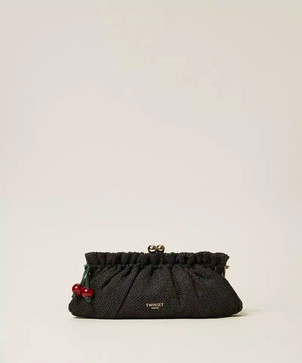 Borsa clutch in rafia con charm - Piedi Folli