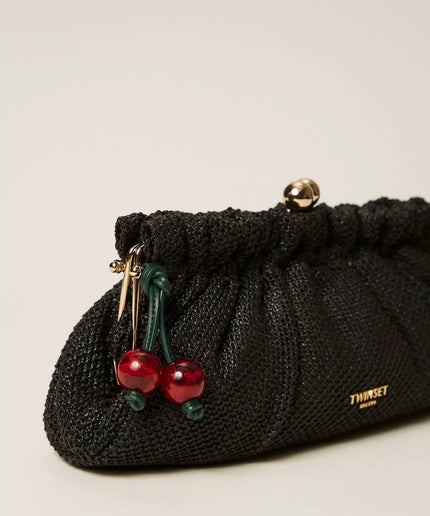 Borsa clutch in rafia con charm - Piedi Folli