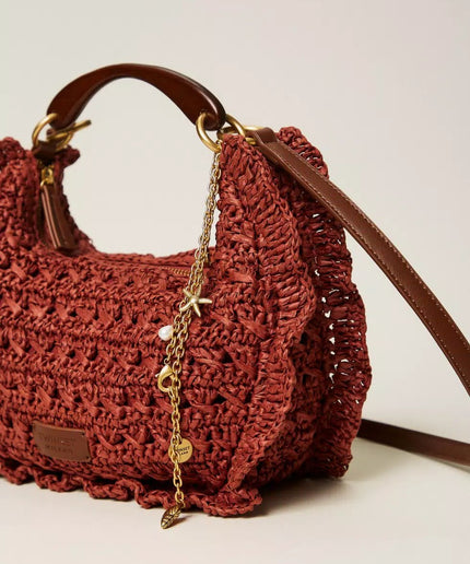 Borsa ‘Croissant’ in rafia crochet - Piedi Folli