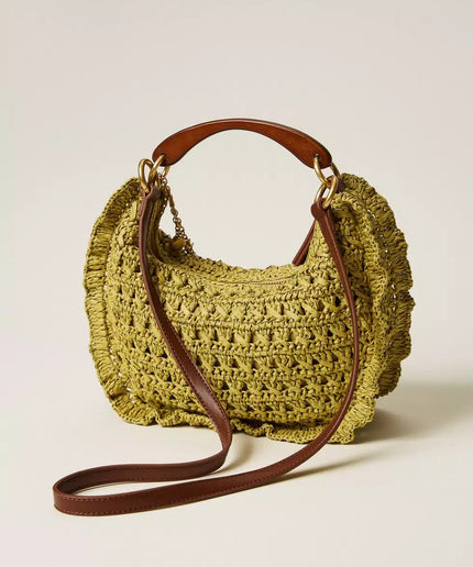 Borsa ‘Croissant’ in rafia crochet - Piedi Folli