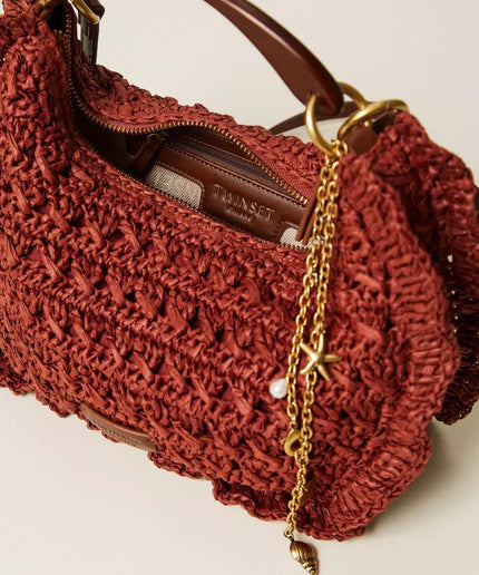 Borsa ‘Croissant’ in rafia crochet - Piedi Folli