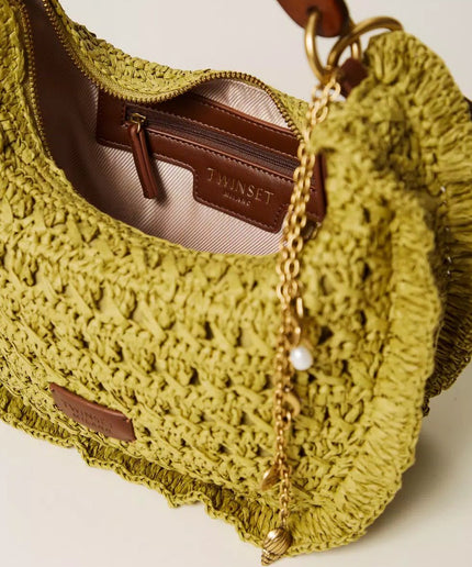 Borsa ‘Croissant’ in rafia crochet - Piedi Folli