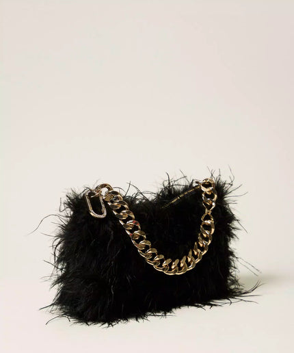 Borsa Liliane in raso con piume - Piedi Folli