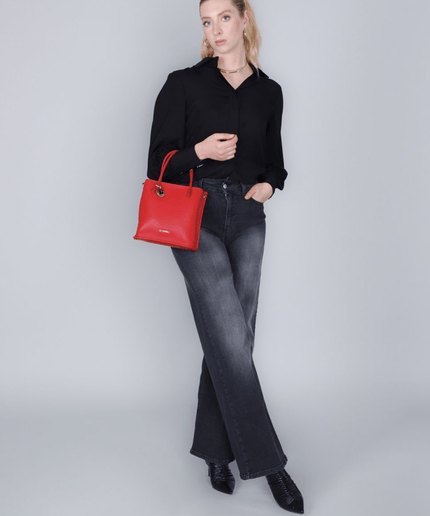 Borsa mini tote con dettaglio metallico rosso - Piedi Folli