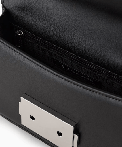 Borsa nera a spalla con logo metal - Piedi Folli