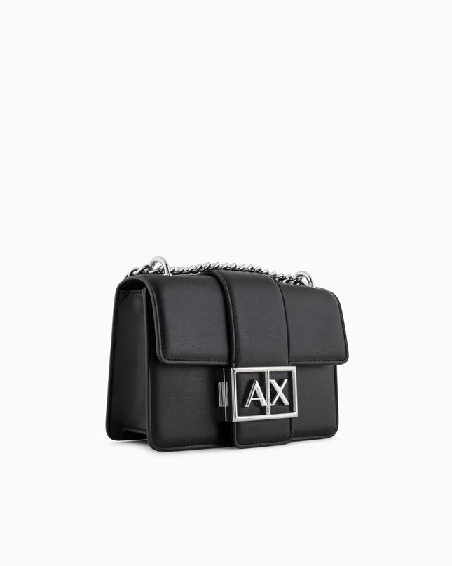 Borsa nera a spalla con logo metal - Piedi Folli