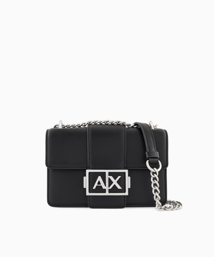 Borsa nera a spalla con logo metal - Piedi Folli