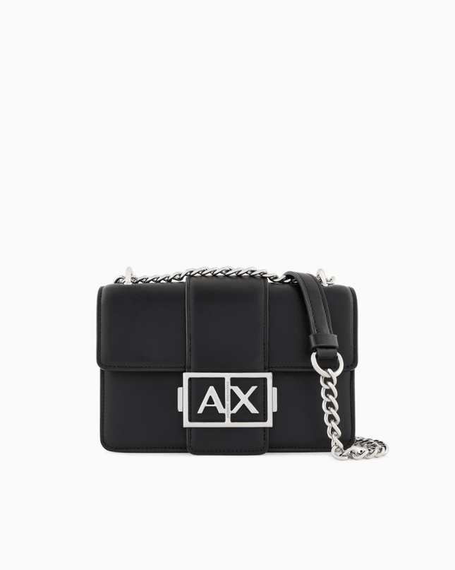 Borsa nera a spalla con logo metal - Piedi Folli