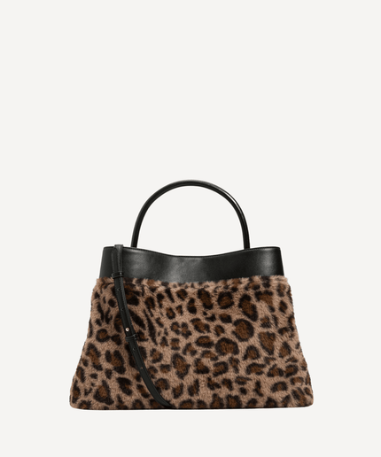 Borsa shopper animalier con lock Oval T - Piedi Folli