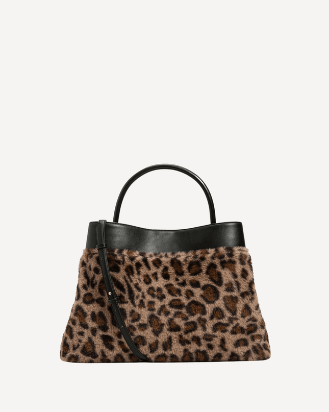Borsa shopper animalier con lock Oval T - Piedi Folli