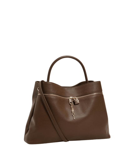Borsa shopper con tasca e lock Oval T - Piedi Folli