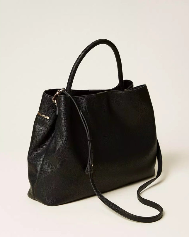 Borsa shopper con tasca e lock Oval T - Piedi Folli