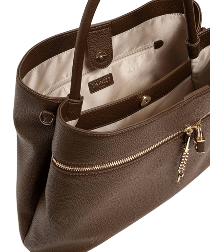 Borsa shopper con tasca e lock Oval T - Piedi Folli