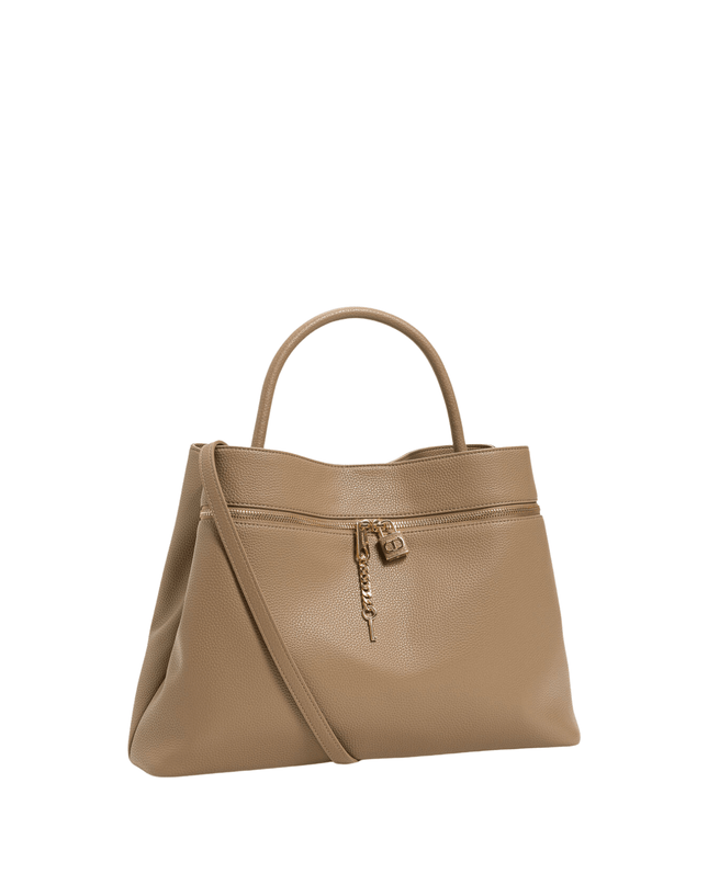 Borsa shopper con tasca e lock Oval T - Piedi Folli