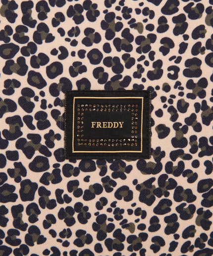 Borsa shopper in canvas animalier con zip e logo FREDDY - Piedi Folli