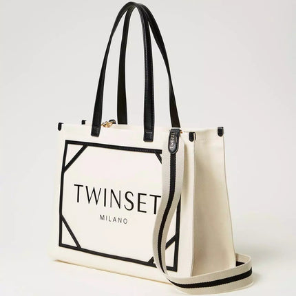 Borsa shopper in canvas con logo - Piedi Folli