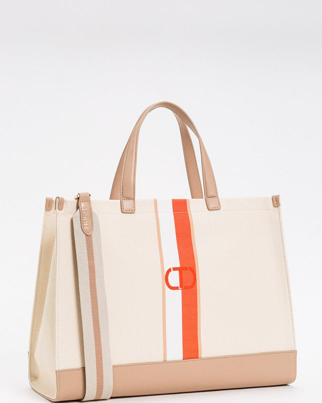 Borsa shopper in canvas con Oval T - Piedi Folli