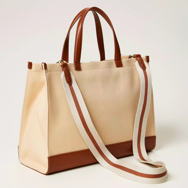 Borsa shopper in canvas con Oval T - Piedi Folli