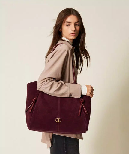 Borsa shopper in suede con nodi - Piedi Folli