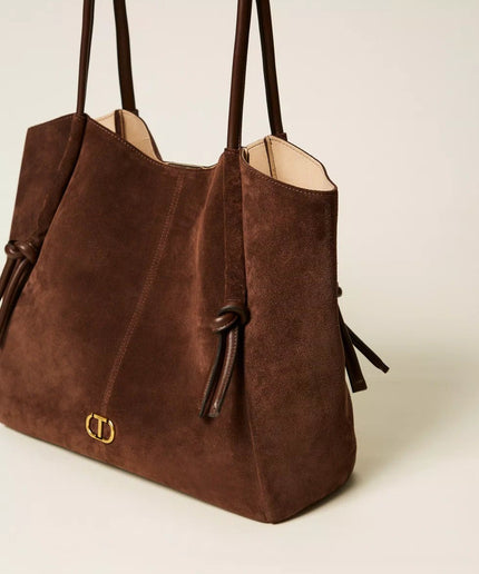Borsa shopper in suede con nodi - Piedi Folli
