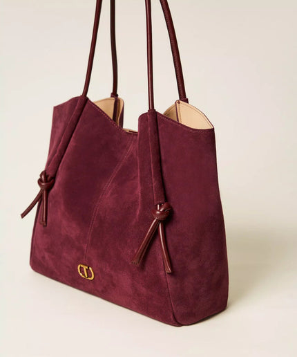 Borsa shopper in suede con nodi - Piedi Folli