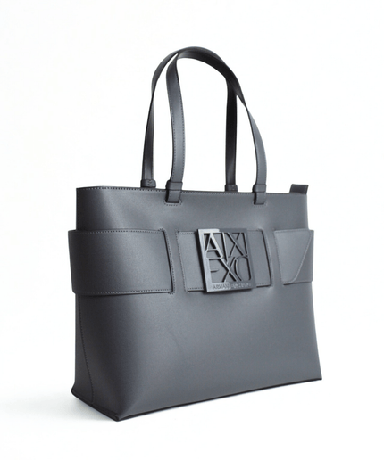 Borsa shopper media cono monogram tono su tono chill steel - Piedi Folli