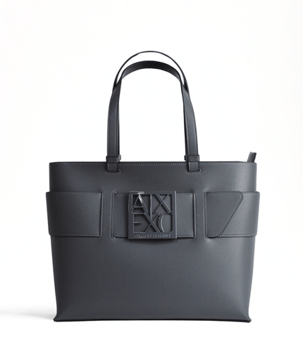 Borsa shopper media cono monogram tono su tono chill steel - Piedi Folli