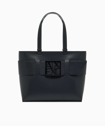 Borsa shopper media cono monogram tono su tono nera - Piedi Folli