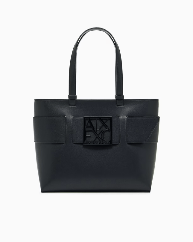 Borsa shopper media cono monogram tono su tono nera - Piedi Folli