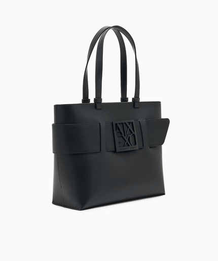 Borsa shopper media cono monogram tono su tono nera - Piedi Folli