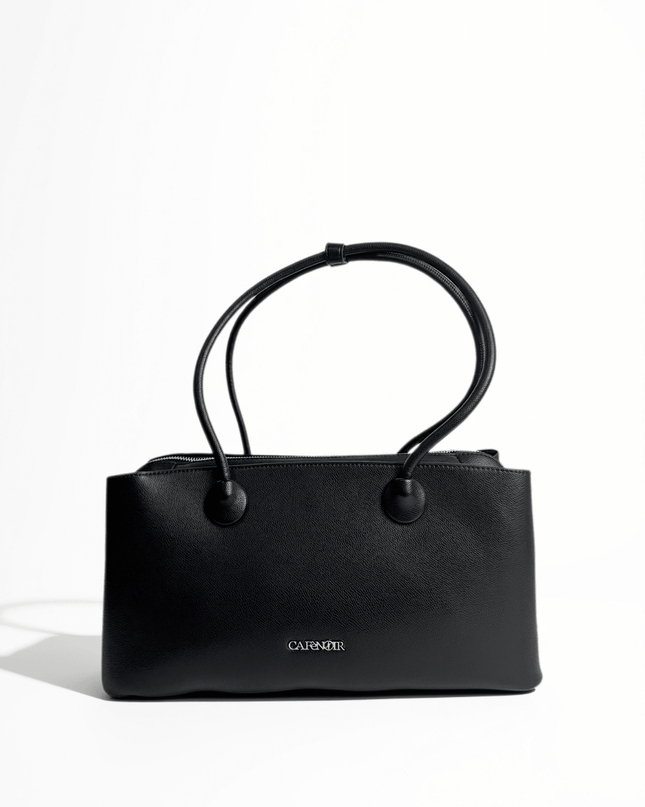 Borsa shopping bag effetto saffiano con manici tubolari e vano centrale - Piedi Folli
