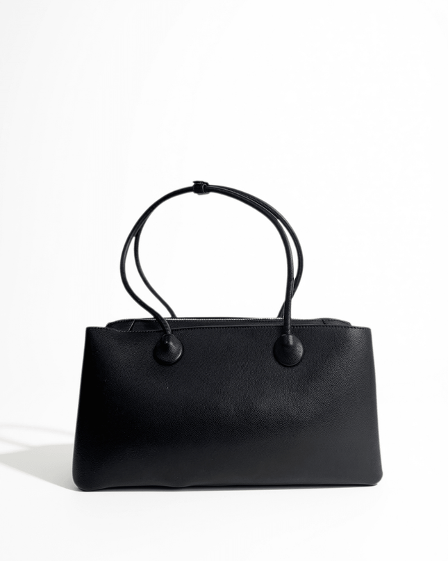 Borsa shopping bag effetto saffiano con manici tubolari e vano centrale - Piedi Folli