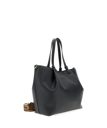 Borsa shopping effetto pelle grana grossa nero - Piedi Folli