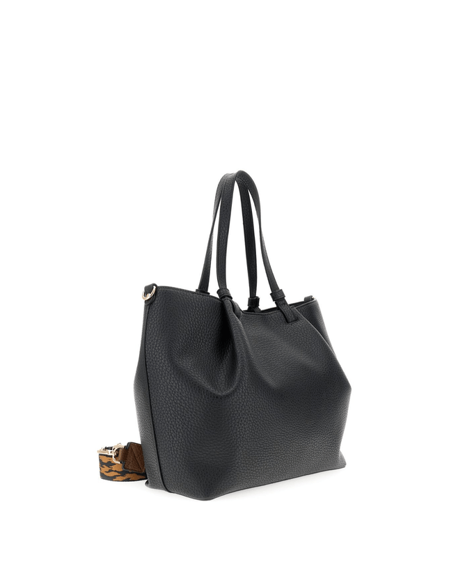 Borsa shopping effetto pelle grana grossa nero - Piedi Folli