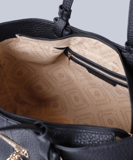 Borsa shopping effetto pelle grana grossa nero - Piedi Folli