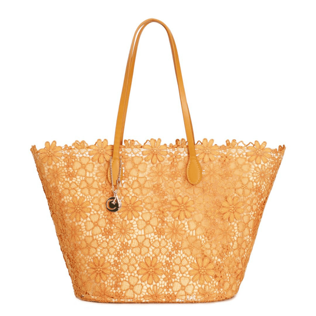 Borsa shopping in pizzo con charm in metallo - Piedi Folli