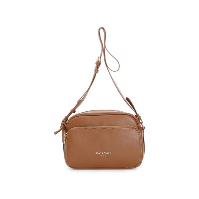 Camera bag in sintetico con tasca zip round cuoio - Piedi Folli