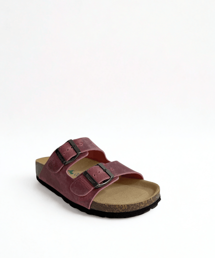 Ciabatta a doppia fascia in pelle pinky - Piedi Folli