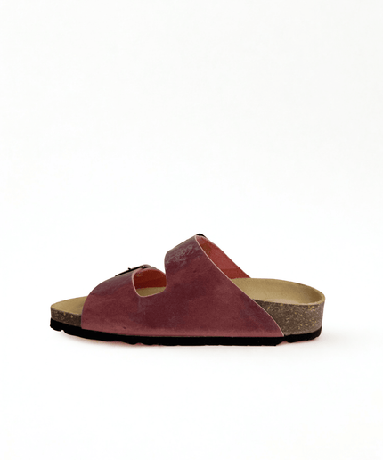 Ciabatta a doppia fascia in pelle pinky - Piedi Folli