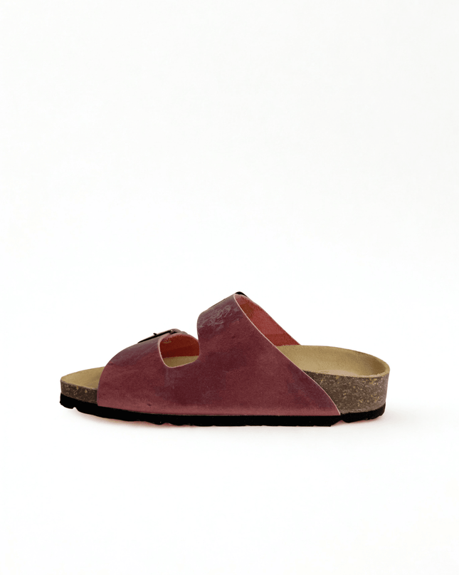 Ciabatta a doppia fascia in pelle pinky - Piedi Folli
