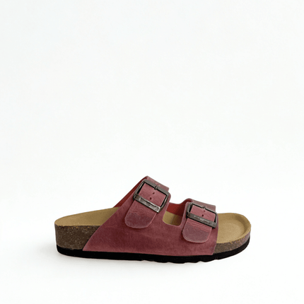 Ciabatta a doppia fascia in pelle pinky - Piedi Folli