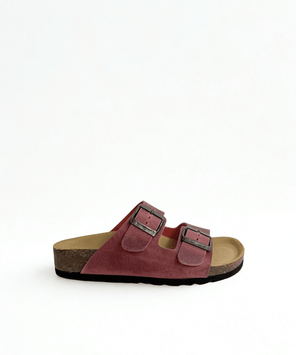 Ciabatta a doppia fascia in pelle pinky - Piedi Folli