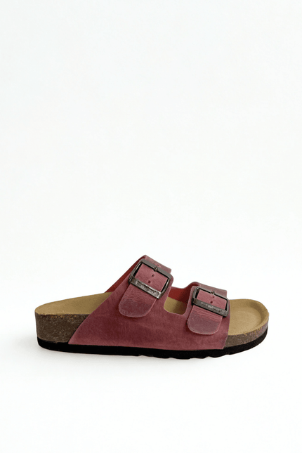 Ciabatta a doppia fascia in pelle pinky - Piedi Folli