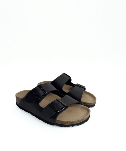 Ciabatta a doppia fascia nero - Piedi Folli