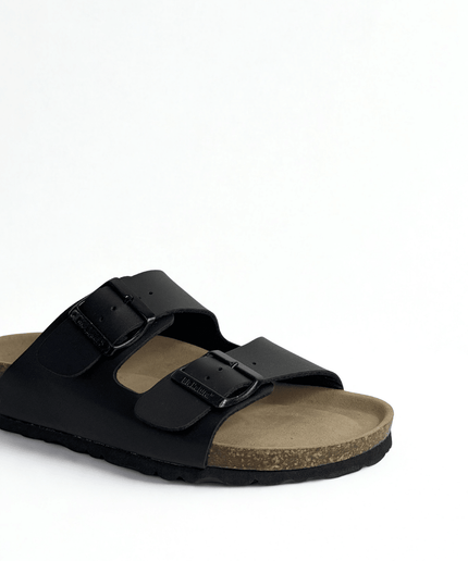 Ciabatta a doppia fascia nero - Piedi Folli