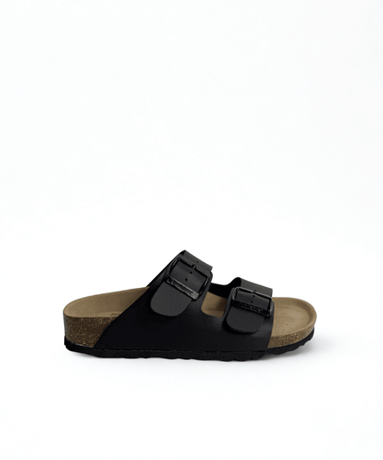 Ciabatta a doppia fascia nero - Piedi Folli