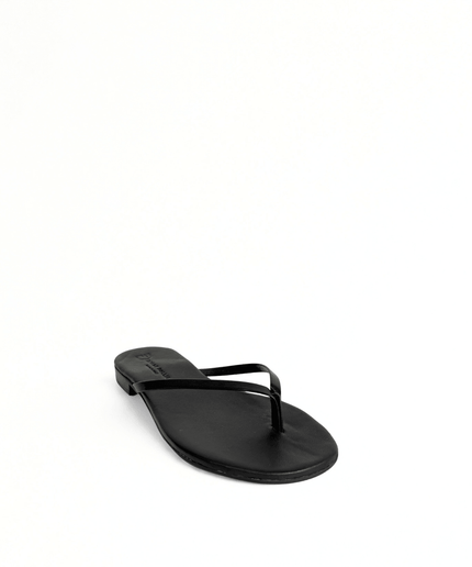Ciabatta ad infradito in pelle nero - Piedi Folli