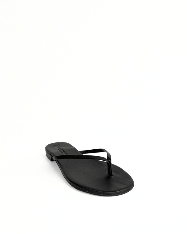 Ciabatta ad infradito in pelle nero - Piedi Folli
