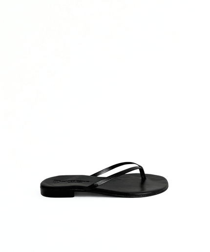Ciabatta ad infradito in pelle nero - Piedi Folli